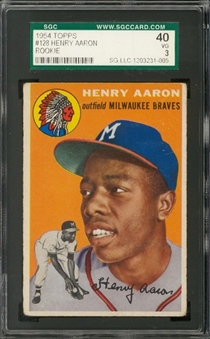 1954 Topps #128 Hank Aaron Rookie Card – SGC 40 VG 3
